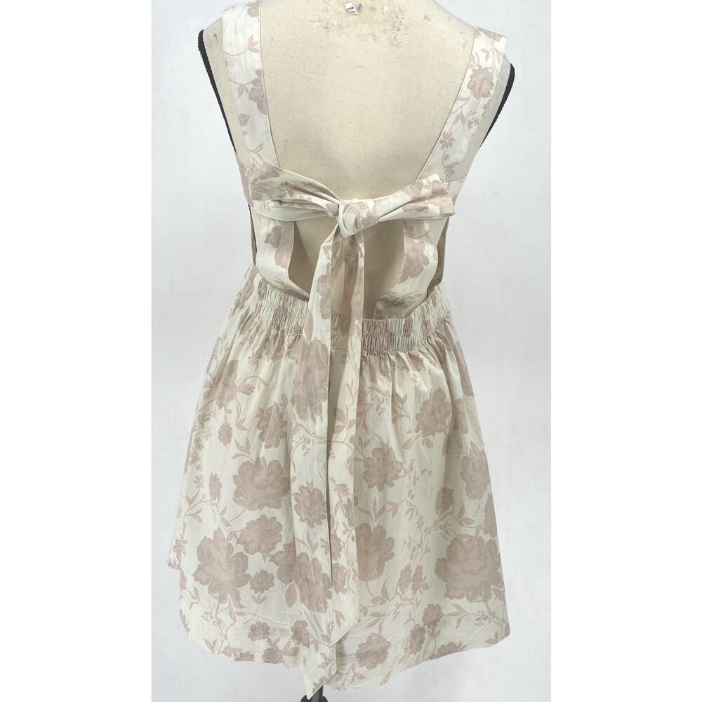 Free People Floral Open Back Ruched Mini Dress Cottagecore Coquette M - Picture 6 of 11